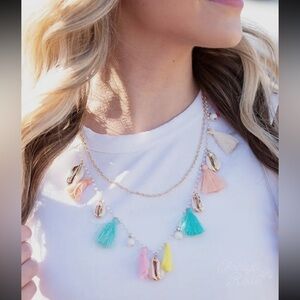 Colorful Tassel and Shell Necklace